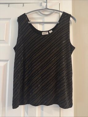 Chico's Black Knit Sleeveless Shell with Gold Dot Accent